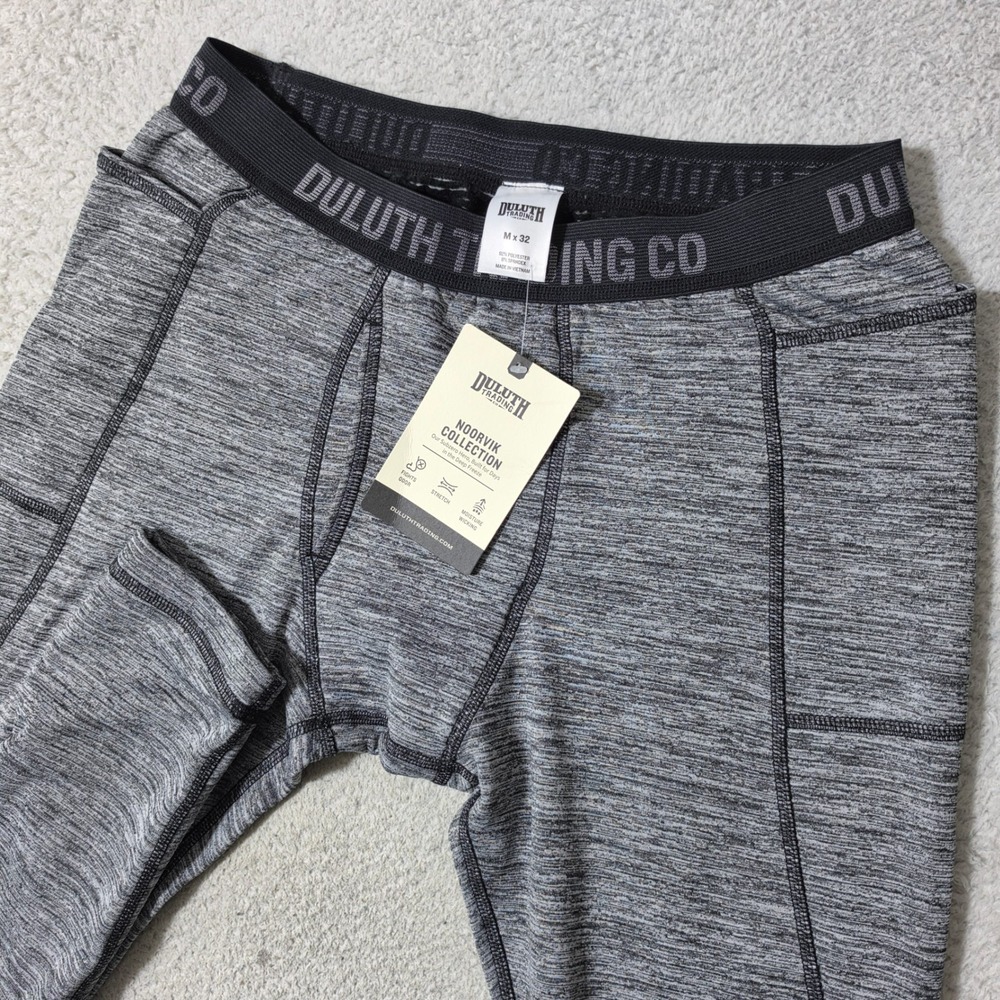 NEW Duluth Trading Base Layer Pants Mens M 32 Grey Noorvik Stretch Pocket 30635